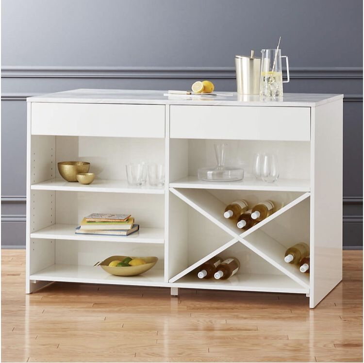 CB2 Marble Top Kitchen Island