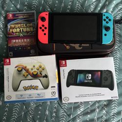 Nintendo Switch Red Blue Joycons Pokemon Controller Works Great
