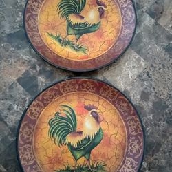 Two 8" Rooster Plates Decoration for $20
