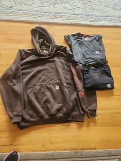 XL Carhart Hoodie, XL Long Sleeve Shirt,L Short Sleve Shirt