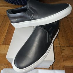 Woman By Common Projects Leather Slip On Sneakers White Sole/Black Eu 39(US9)