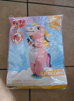Girls Inflatable Full-Body Unicorn Halloween Costume Size 7-10 Yrs