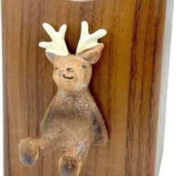 Wooden Pencil Holder Super-Cute Bear Deer Dog Decorations, Multiple-Use Eco Natural Wood Storage Box, Desktop Organizer for Home Office and School