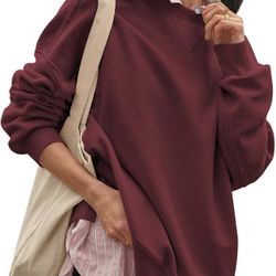 Sweatshirt Crewneck Corded Corduroy Oversized