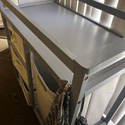 Grey Changing Table with Three Drawers - $50