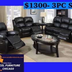 FREE DELIVERY — Brand new 3PC Reclining Sofa Loveseat Chair 