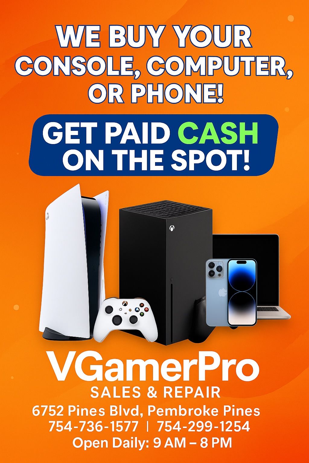 Cash PS5 PS4 XBOX iPhone laptops