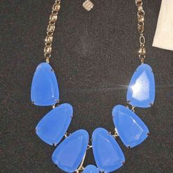 Kendra Scott Harlow Periwinkle Blue Necklace In A Gold Setting.