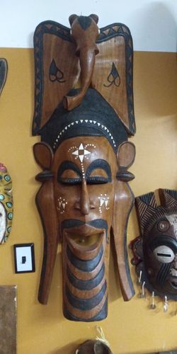 HUGE wooden African Mask almost 4 ft tall