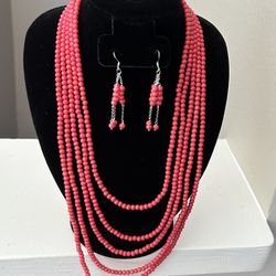 Pink Coral Jewelry Set