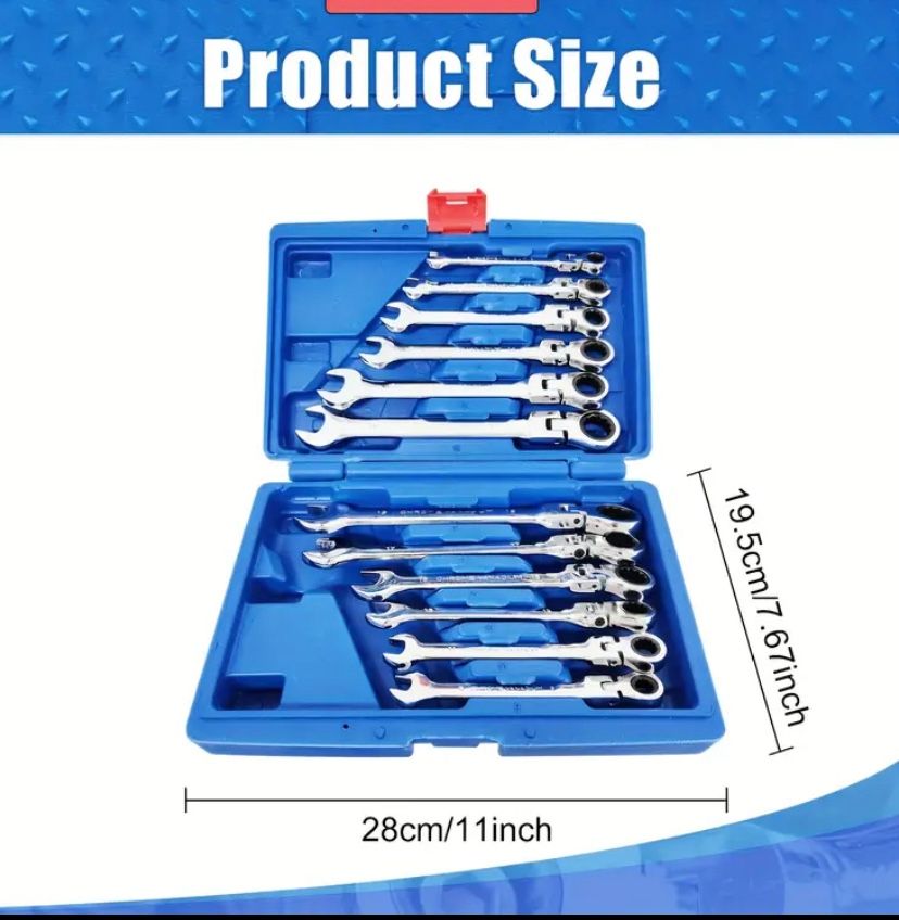 [Metric Ratcheting Wrench Set] 12pcs Metric Flex-Head Ratcheting Wrench set,