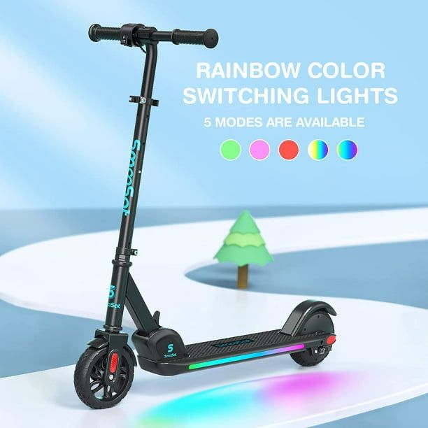 Foldable Electric Scooter for Kids, 3 Speeds and Adjustable Handlebar with Throttle