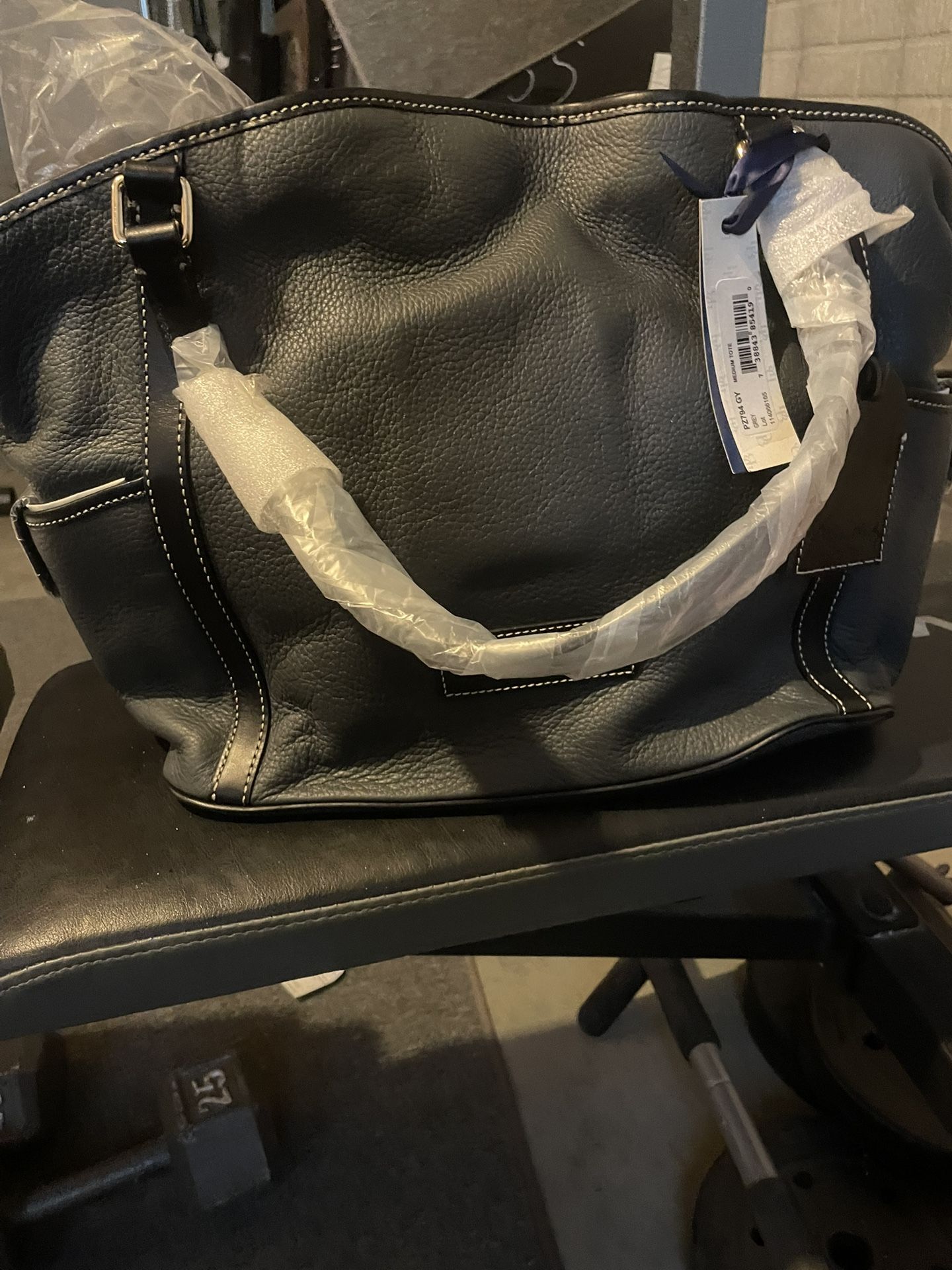 Dooney & Bourke Large Gray Leather Tote Bag