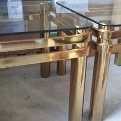 Glass Tables with gold trim