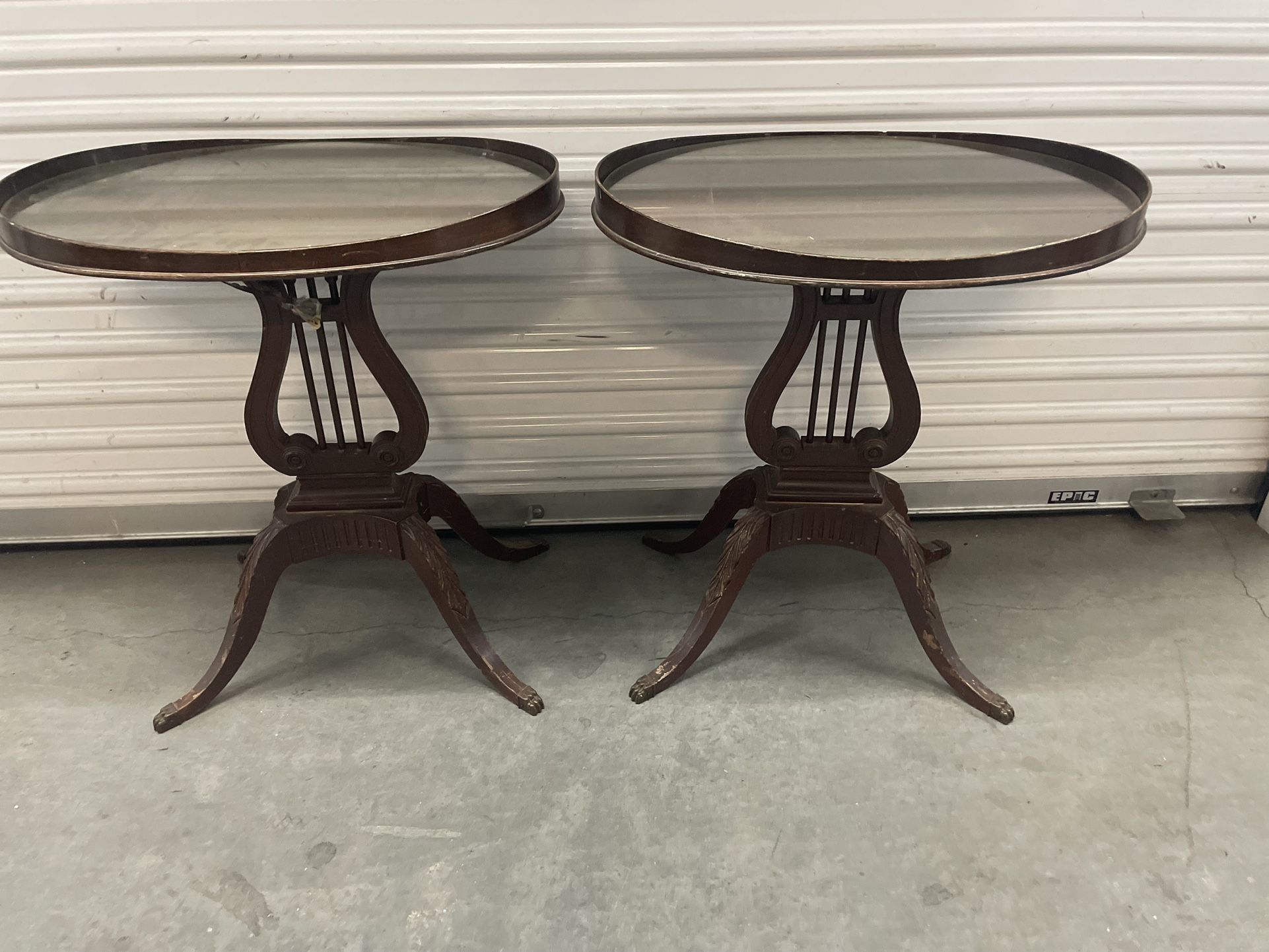 2 Mid Century Carved Mersman Oval End Table / Side Table (RPET287) for