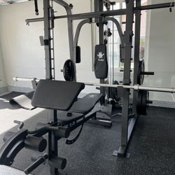 VESTA FITNESS SM2001 SMITH MACHINE/ POWER CAGE/ PULLEY SYSTEM/ WEIGHTS/ BARBELL/ ADJUSTABLE MULTI USE BENCH/ GYM EQUIPMENT 