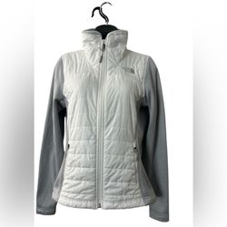 THE NORTH FACE  Embroidered Logo White/Gray Zip Up Jacket Women’s Small