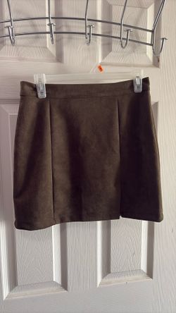 Olive green suede skirt