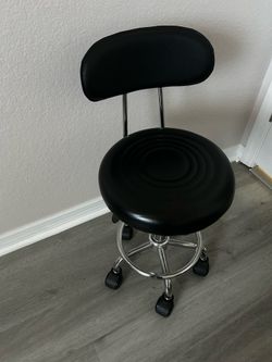 Adjustable rolling stool chair with back support