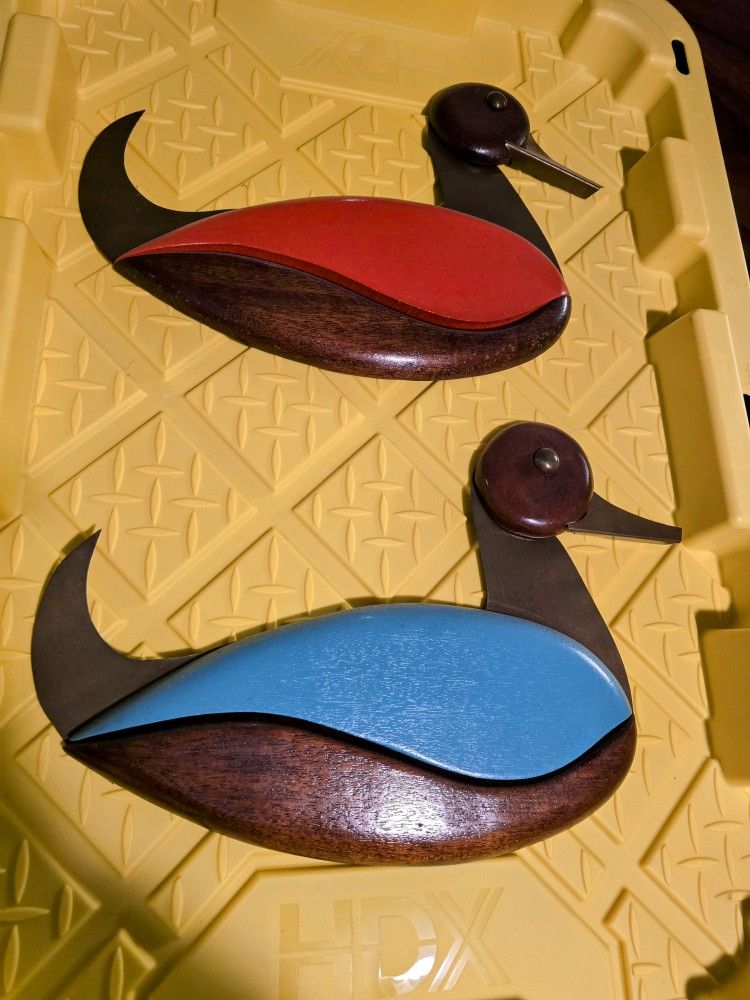 Vintage 1960s Teak Metal Masketeers Rare Ducks Set