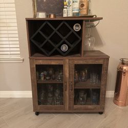 Wooden Bar Cart- Wine Rack