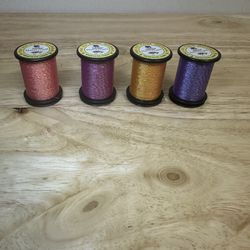 🎣 4PCS Glint Nymph Tinsel Fly Tying Thread Set – 50M Each