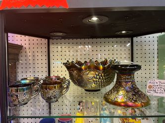 Northwood Carnival Glass Punch Bowl Set