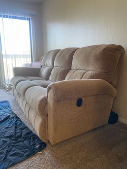 Tan Fabric Reclining Sofa