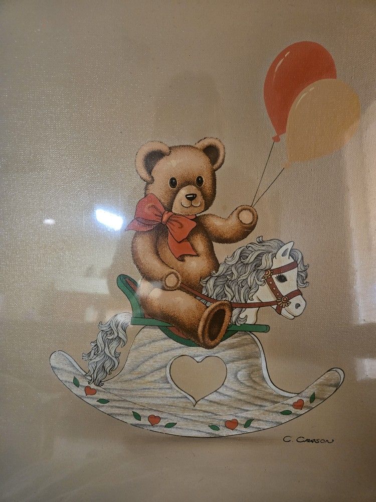 Teddy Bear On Rocking Chair Original ART 