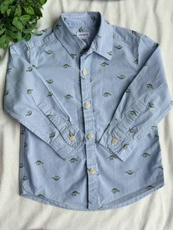 Carter's 3T Dinosaur Print Striped Button-Down Shirt