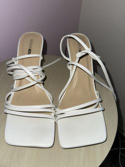 White strappy heels