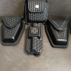 Basketweave pouches