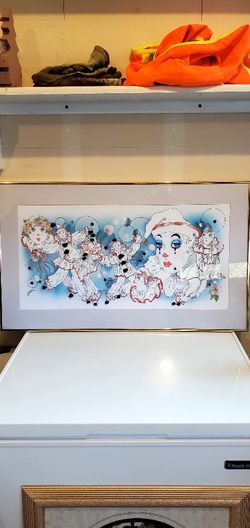 Clown Cross-stitch With Gold Frame
