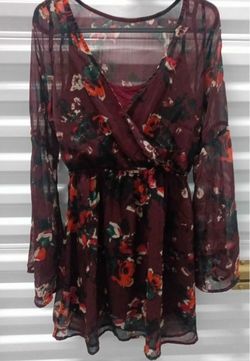 Abercrombie & Fitch Ladies Burgundy Floral Dress Size S