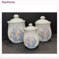 Vintage Porcelain Canisters - 3 Total