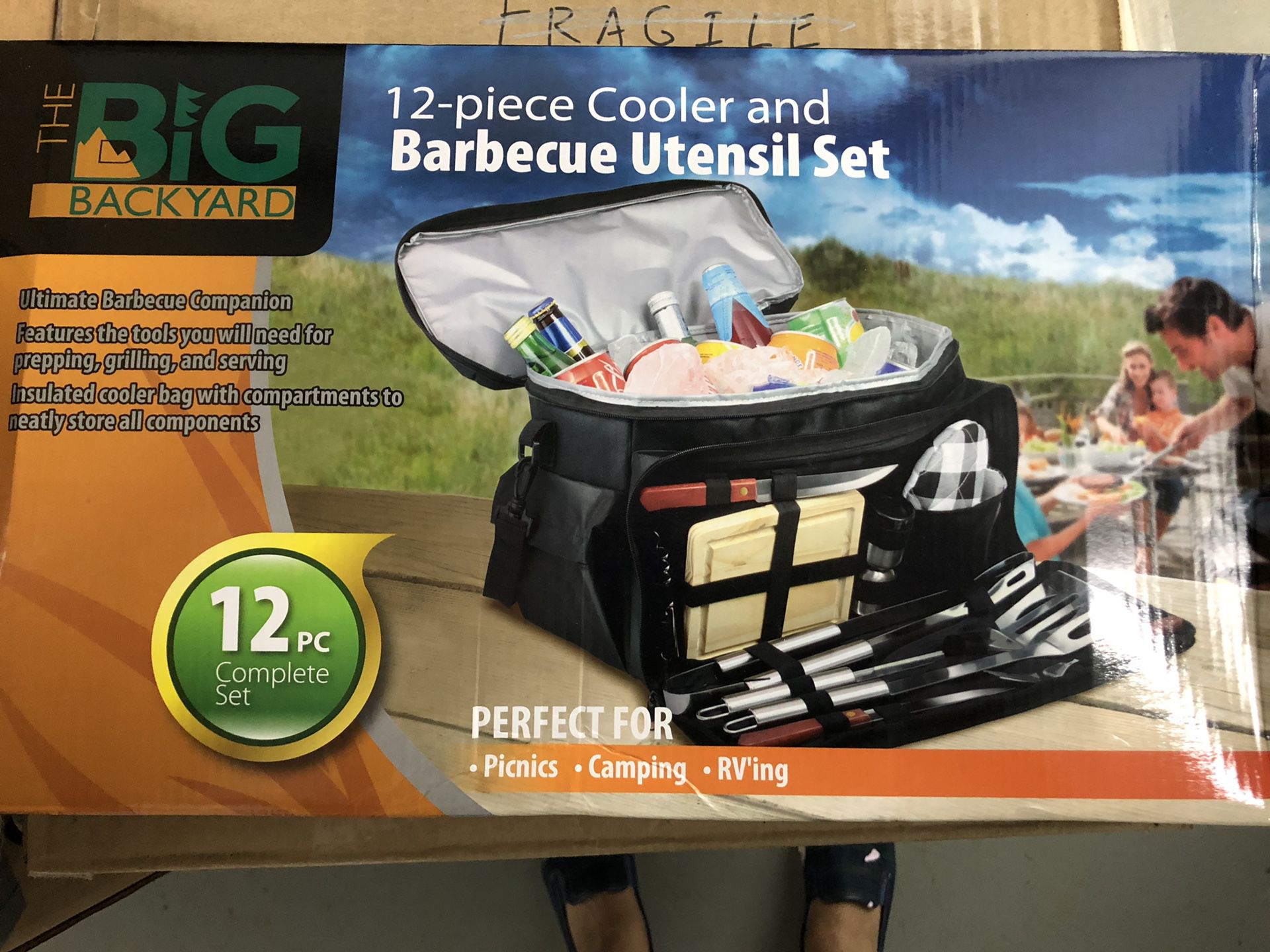 Barbecue cooler and utensil set