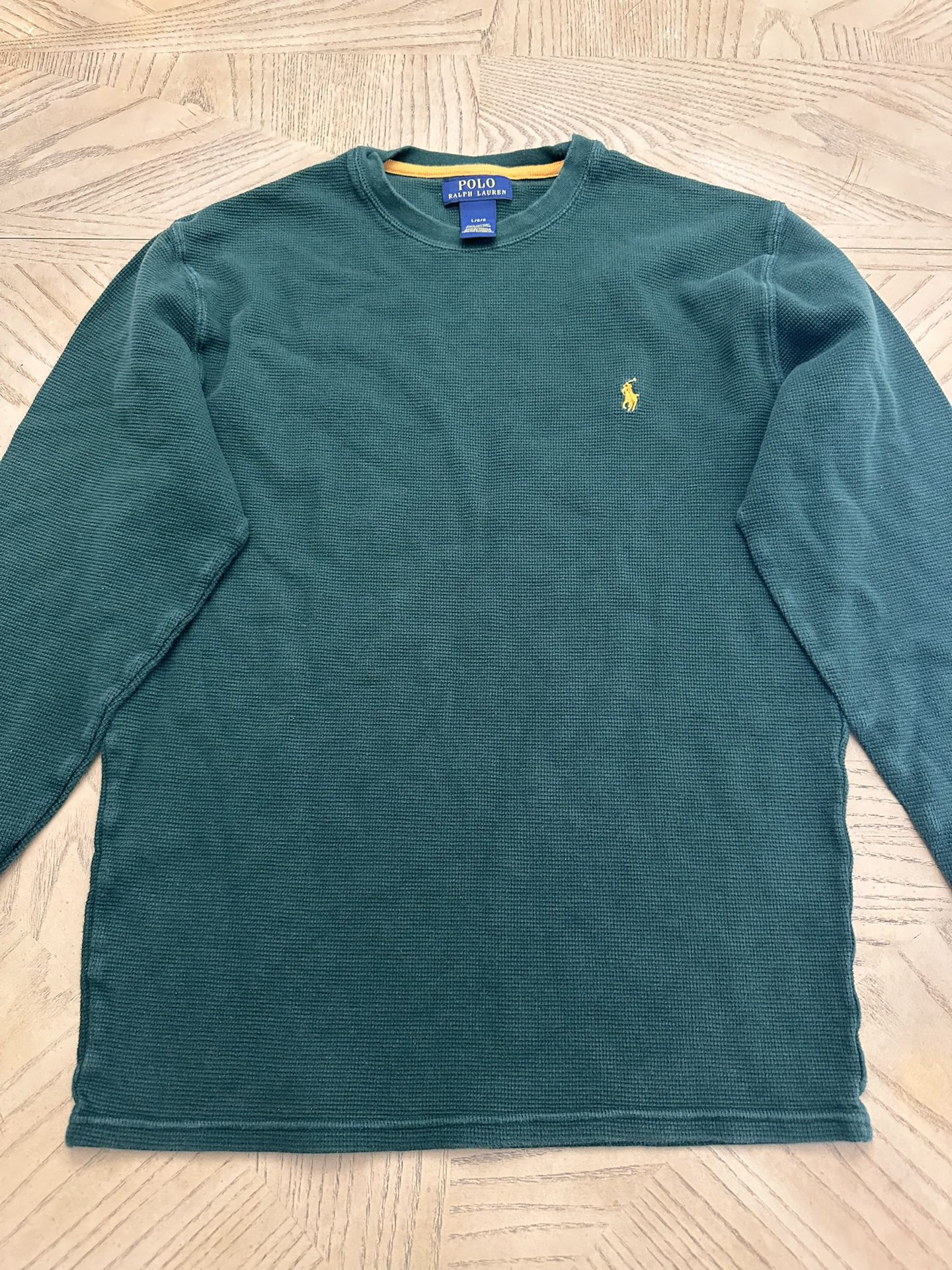 Polo Ralph Lauren Green Long Sleeve Crewneck Waffle Knit  T-Shirt  Size large