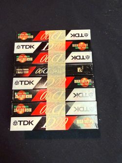 Lots of eight vintage TDK D90 blank cassette tapes NOS sealed