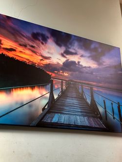 Sunset Dock Canvas Wall Art