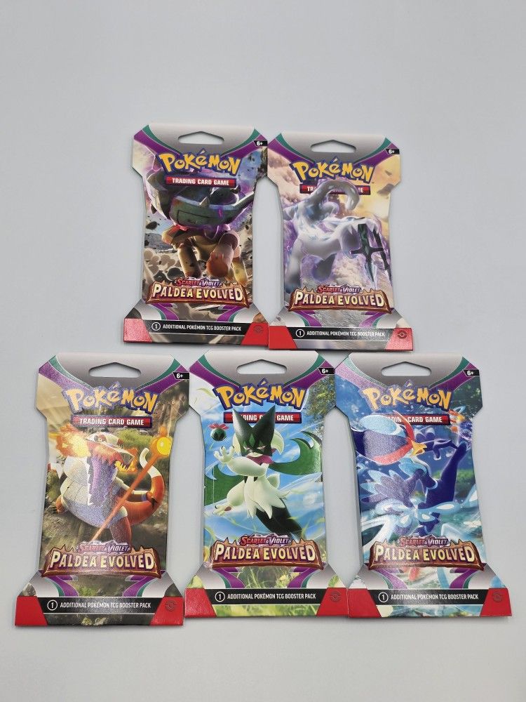 Paldea Evolved Pokemon Card Sleeved Booster Pack Set Of 5 Art