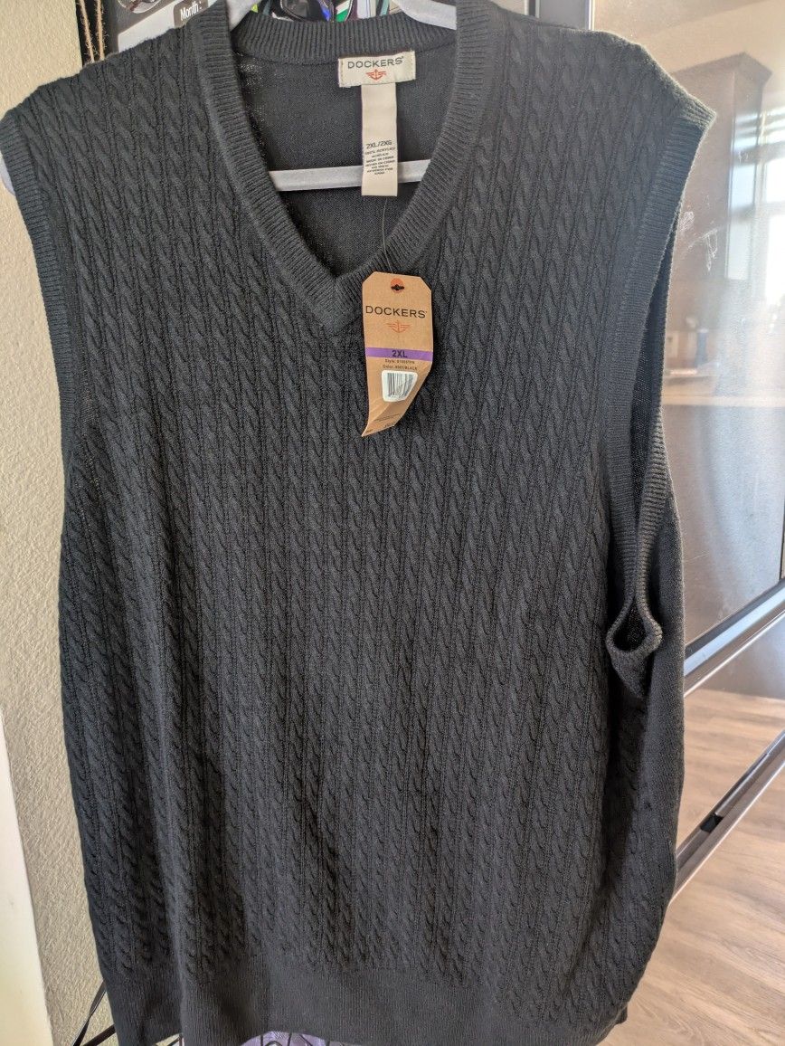 Dockers Men's Sweater Vest 2XL Black