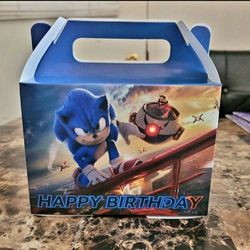 10ct Sonic the Hedgehog Theme Happy Birthday Party Gift Boxes, Blue