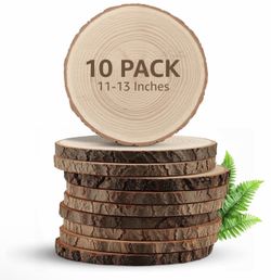 Large Wood Slices for Centerpieces – Wood Centerpieces for Tables, Rustic Wedding Centerpiece, Natural Wood Slabs, Thin Slices, 11-13 inches (10 Pack)