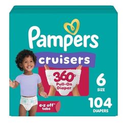 Pampers Cruisers 360 Size 6 (104 Diapers) NEW Pull-On