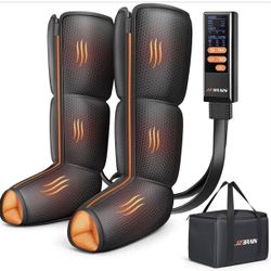 New-JZBRAIN Leg Massager with Heat and Compression for Circulation and Pain Relief, Foot and Calf Compression Massager for Minor Discomfort, 9 Intensi
