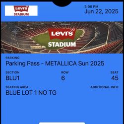 Metallica Parking Pass
