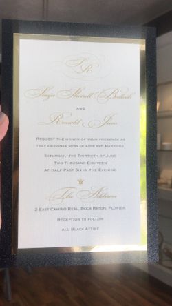 Wedding invitations Black glitter and gold