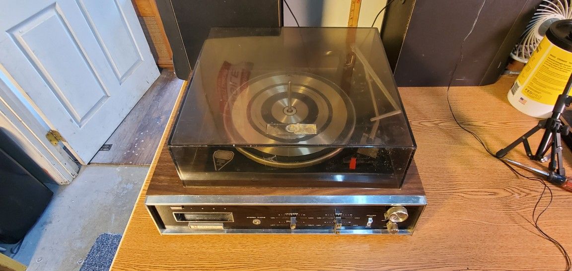 1970s Olympic Stereo console AM/FM Receiver turntable, 8-track. Tested Working. READ description . Watch Video