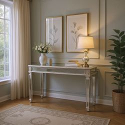 Homy Casa · Porte Mirror Console Table, Silver