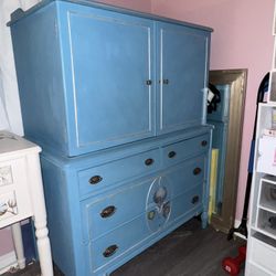Vintage Teal Highboy Dresser